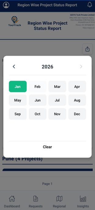 Month Region Wise Project Report